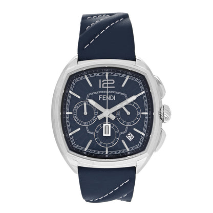 Fendi Stainless Steel Calfskin 44mm Momento Chronograph Quartz Watch Blue 2 of 5