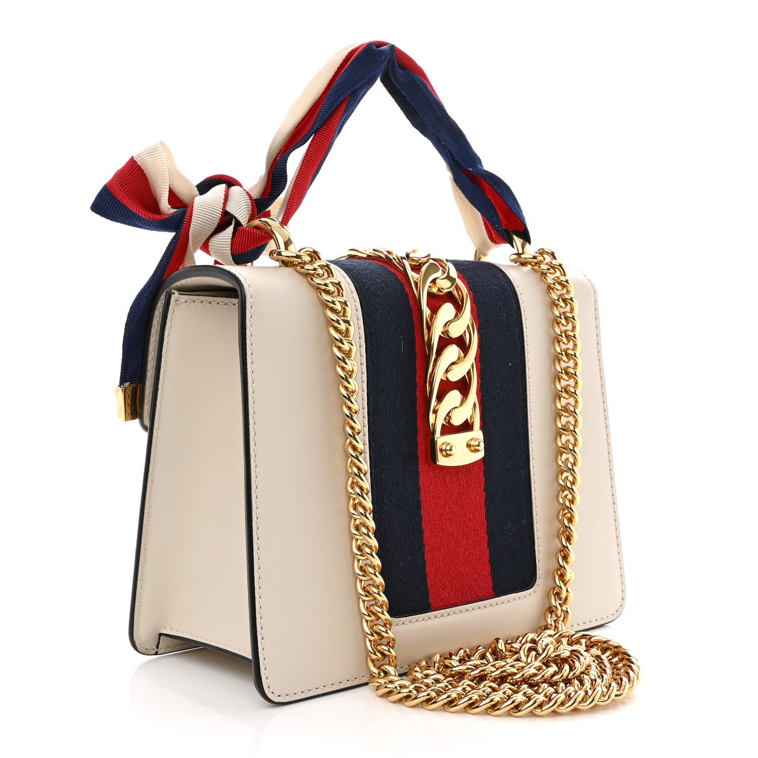 Gucci Calfskin Mini Sylvie Chain Shoulder Bag White 3 of 13