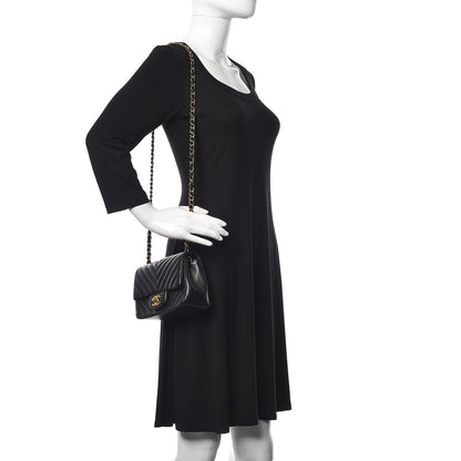 Chanel Lambskin Chevron Quilted Mini Square Flap Black 2 of 10