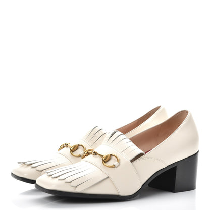 Gucci Malaga Kid Polly Kiltie Fringe 55mm Loafer Pumps 40 Mystic White 3 of 9