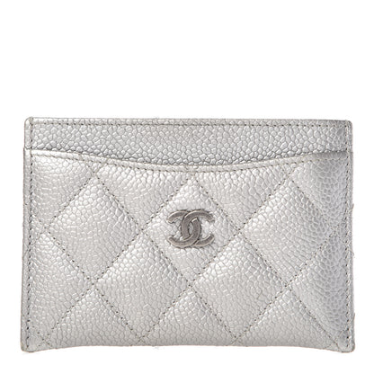 Chanel Metallic Caviar Quilted Card Holder Silver 2 of 16