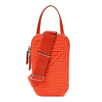 Prada Yarn Raffia Effect Crochet Mini Crossbody Bag Arancio 1 of 10