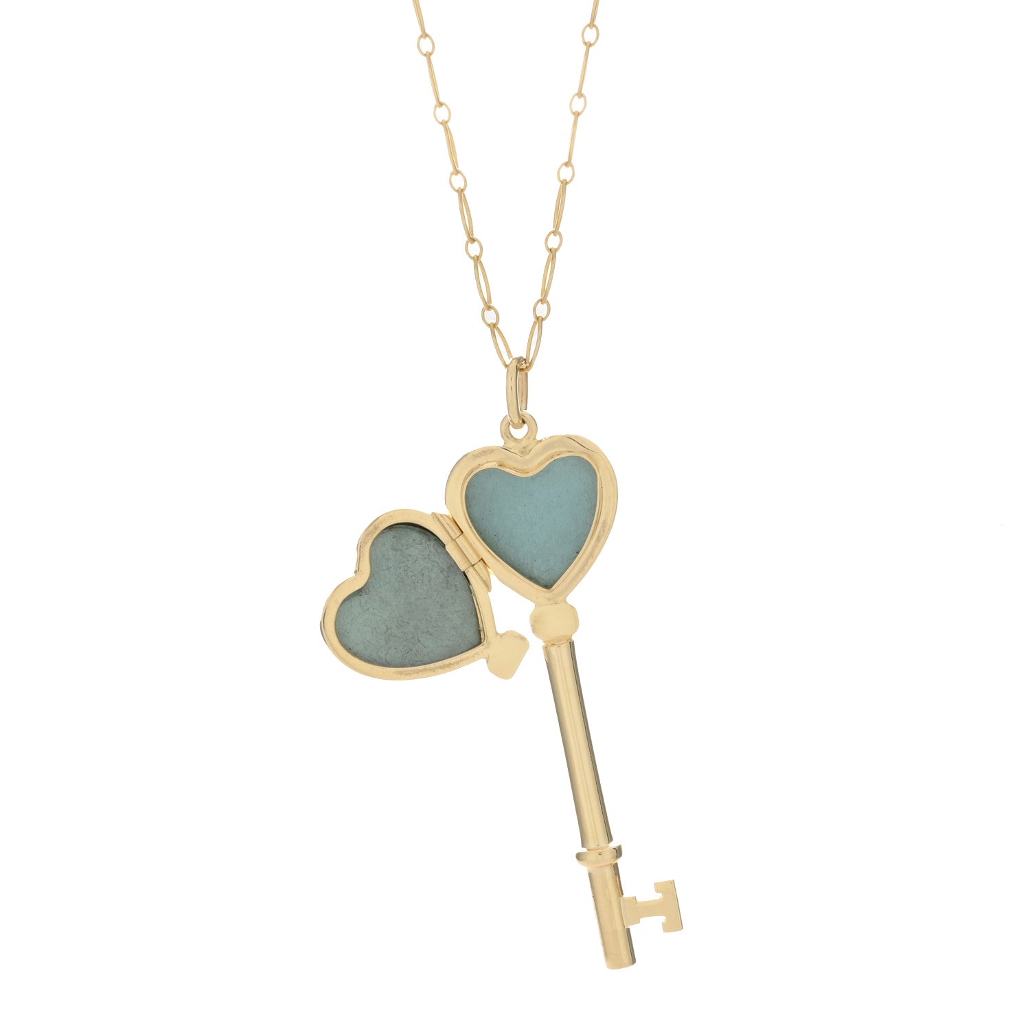 Tiffany 18K Yellow Gold Heart Key Locket Pendant Necklace 3 of 5