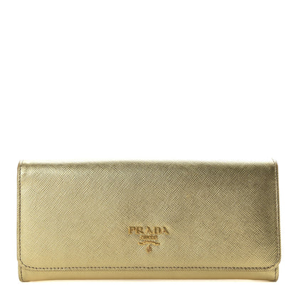 Prada Saffiano Metal Continental Flap Wallet Platino 1 of 7