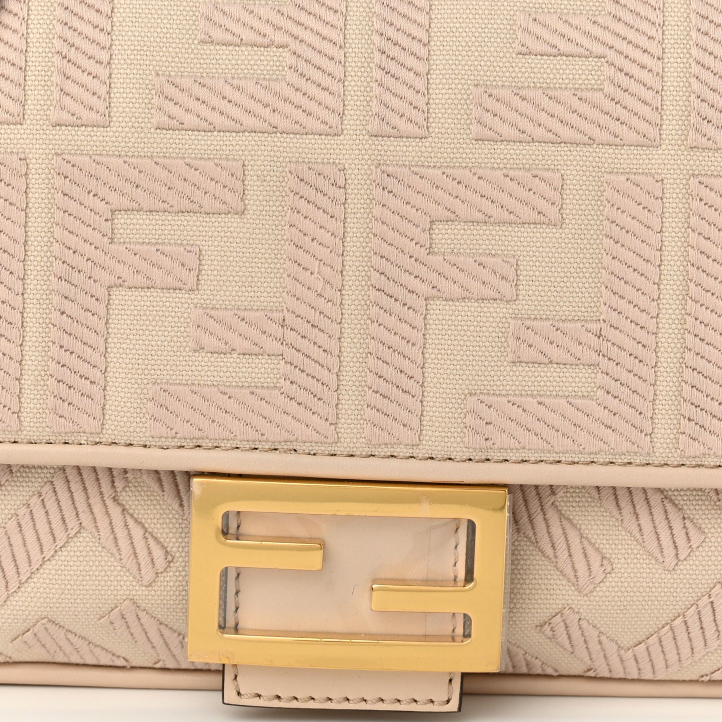 Canvas Vitello King Bi-Color Strap FF Embroidered Baguette Poudre