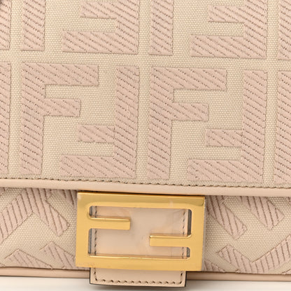 Fendi Canvas Vitello King Bi-Color Strap FF Embroidered Baguette Poudre 8 of 11
