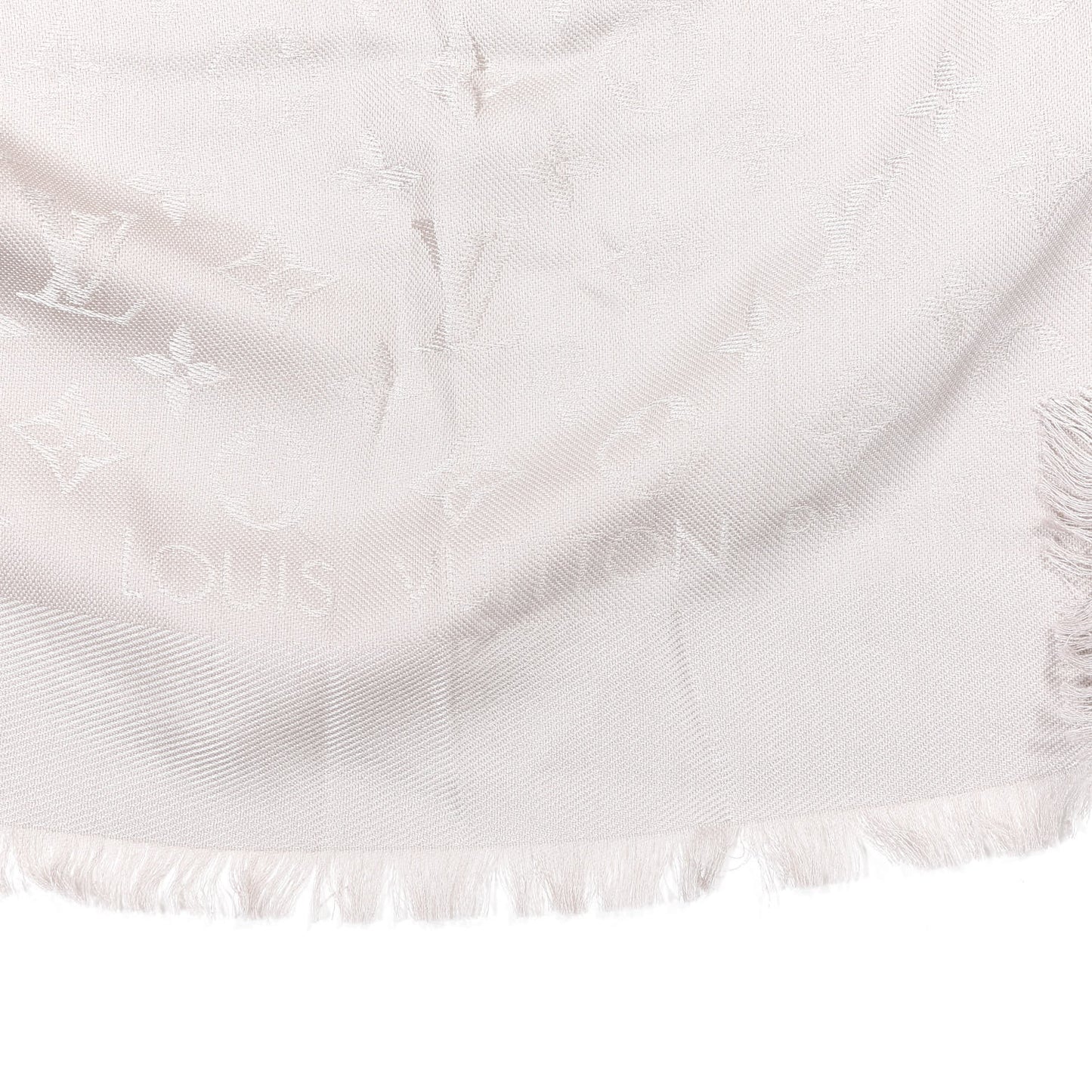Silk Wool Monogram Shawl Greige