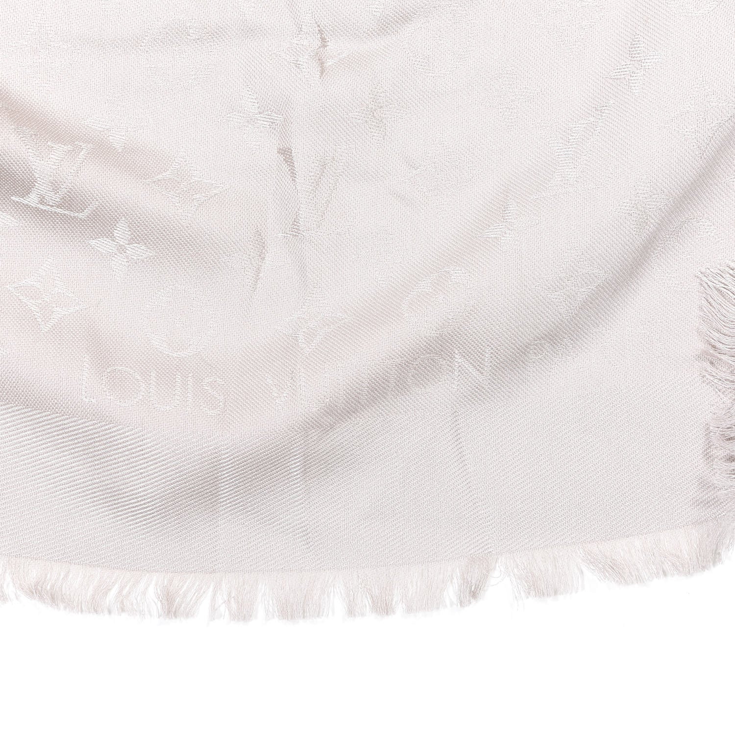 Louis Vuitton Silk Wool Monogram Shawl Greige 3 of 3
