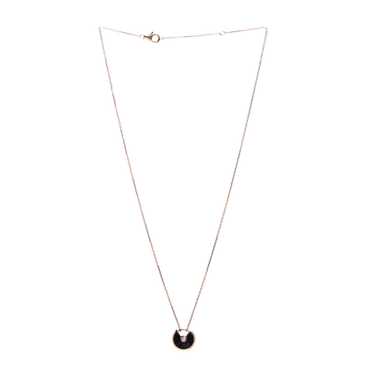 Cartier 18K Pink Gold Diamond Black Onyx XS Amulette de Cartier Pendant Necklace 3 of 5