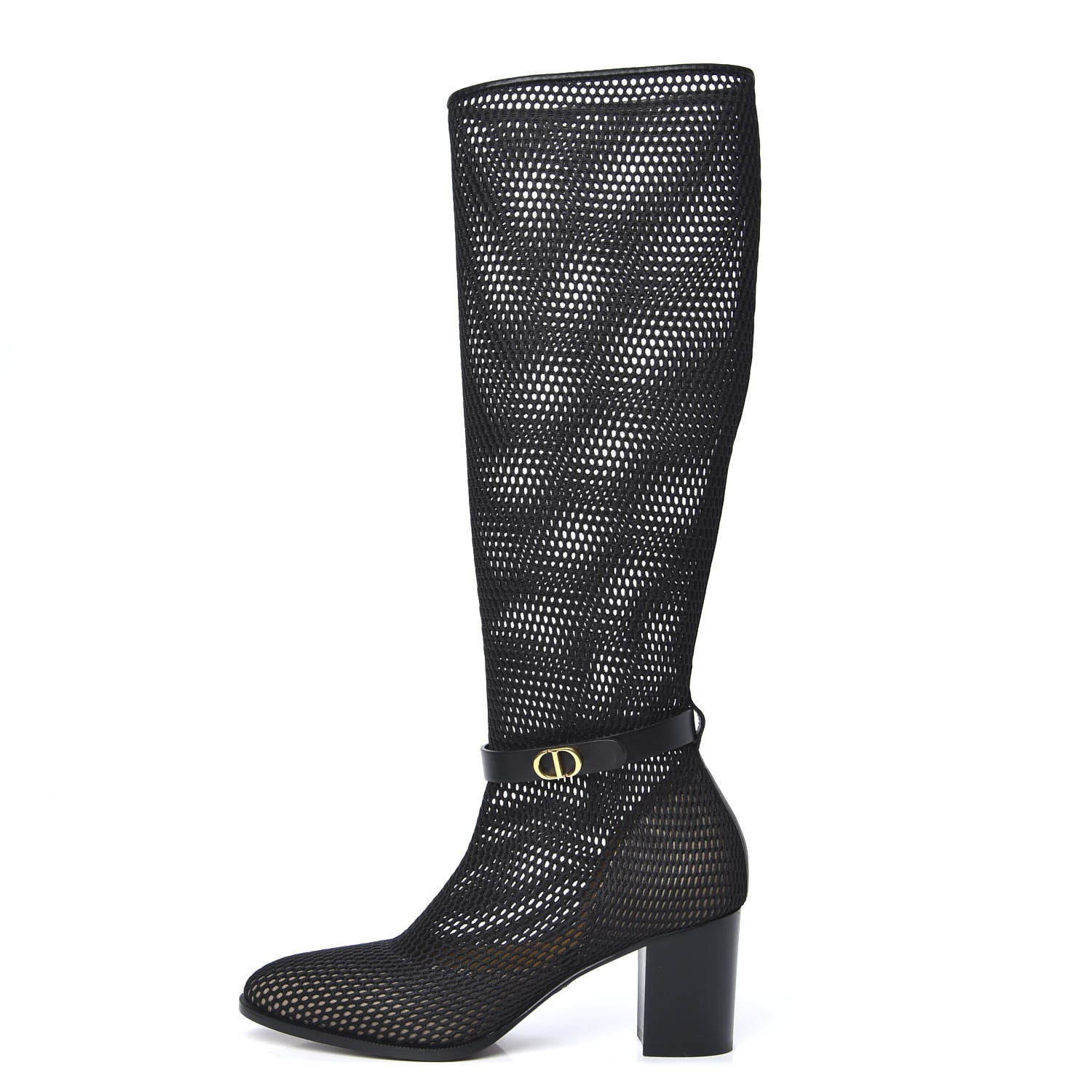 Christian Dior Calfskin Resille Empreinte High Boots 38.5 Black 1 of 7