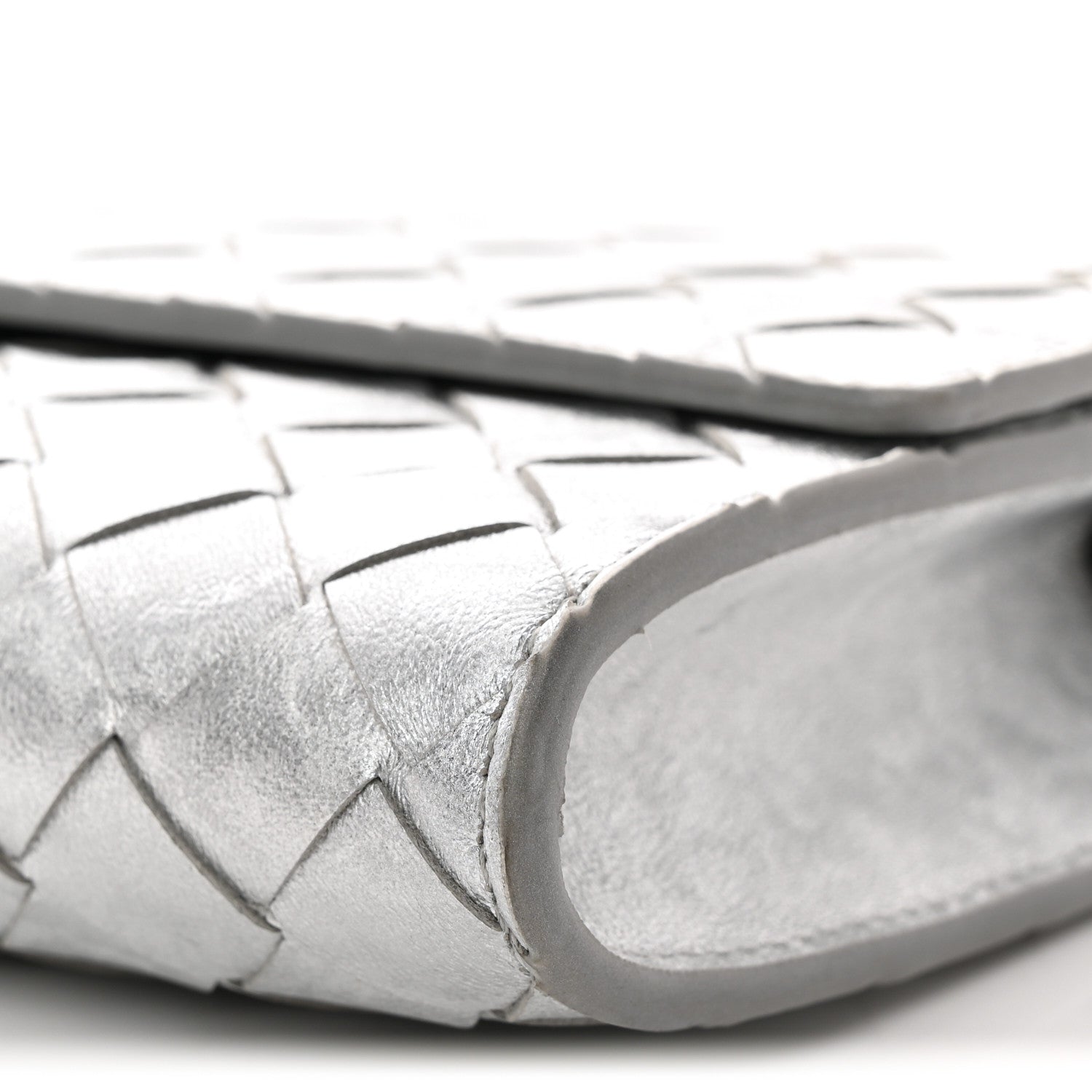 Bottega Veneta Metallic Lambskin Intrecciato Long Andiamo Top Handle Clutch Silver 11 of 11