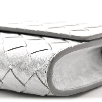 Bottega Veneta Metallic Lambskin Intrecciato Long Andiamo Top Handle Clutch Silver 11 of 11