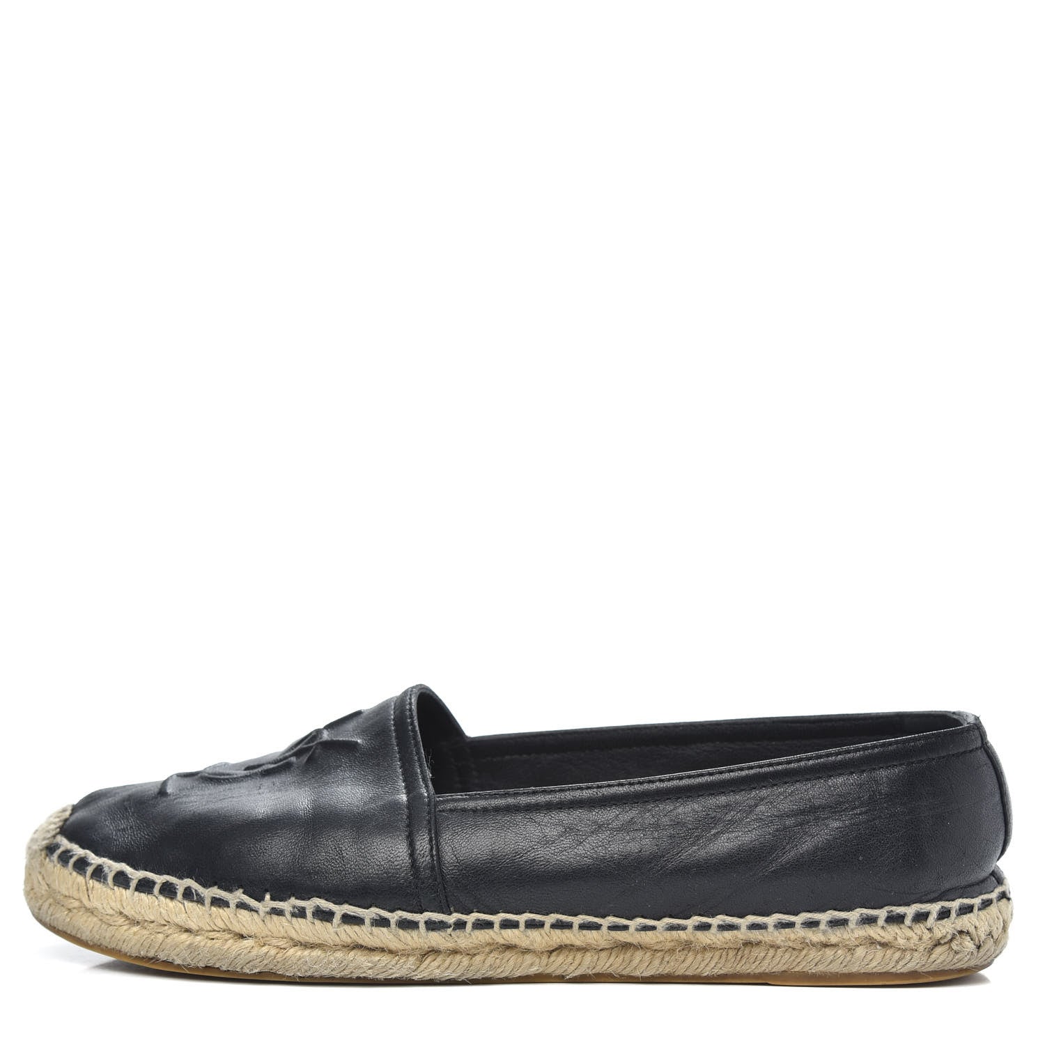 Saint Laurent Lambskin Monogram Espadrilles 38 Black 1 of 12