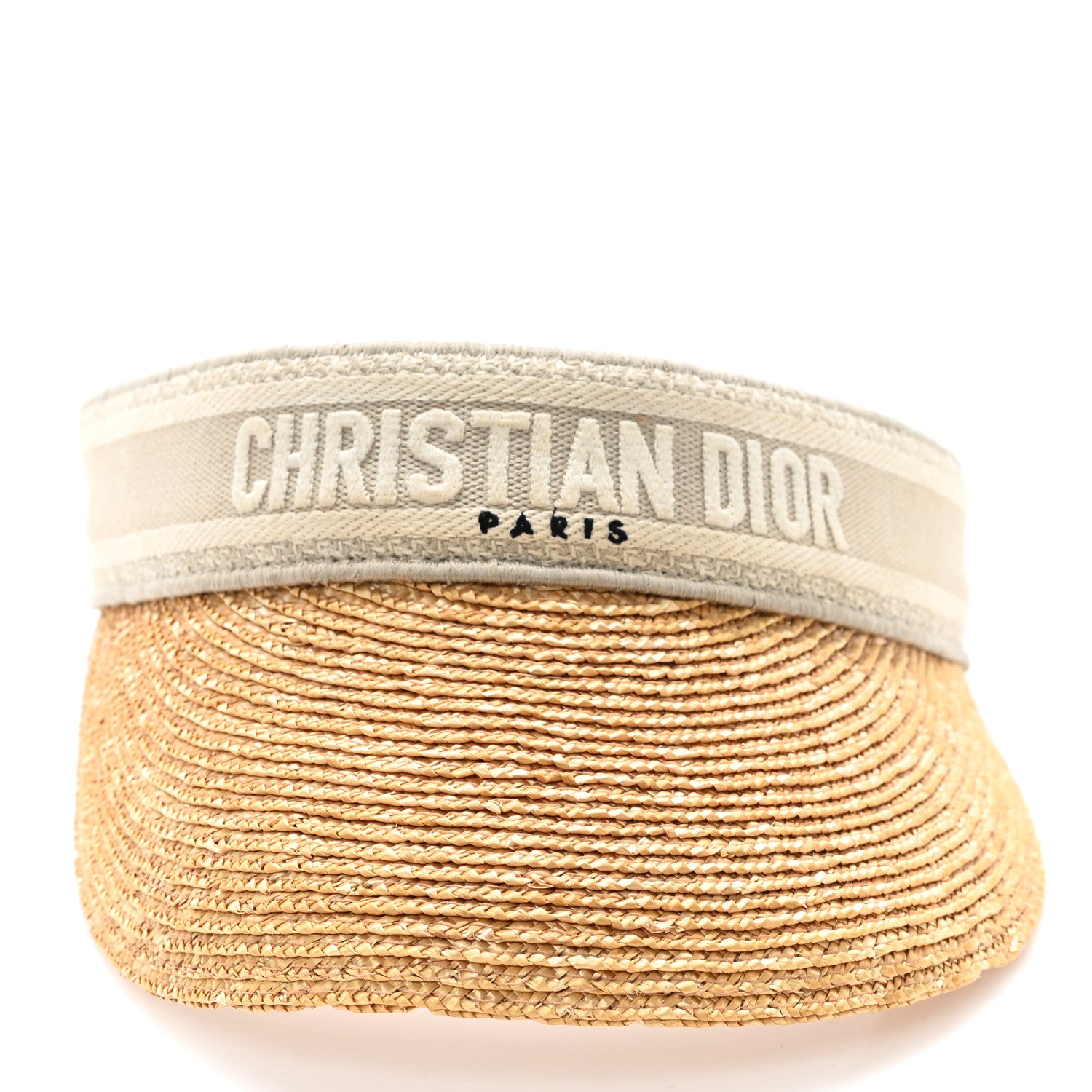 Christian Dior Straw Embroidered Dioriviera D-Ocean Visor Natural Grey 3 of 8