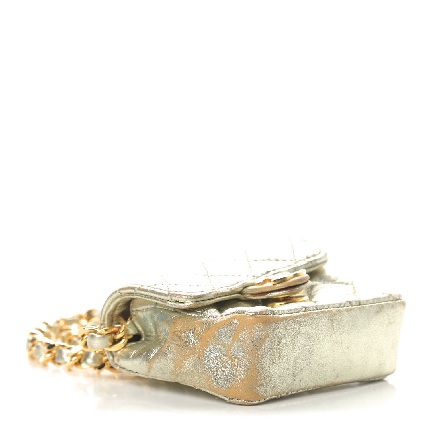 Chanel Metallic Lambskin Quilted Micro Mini Flap Gold 3 of 6