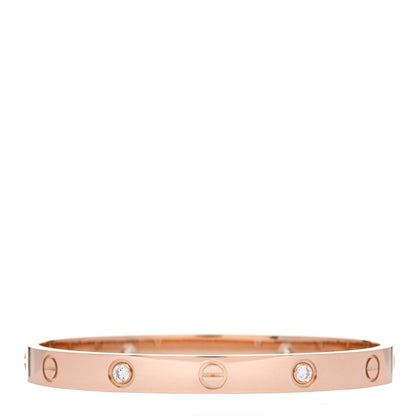 Cartier 18K Pink Gold 4 Diamond LOVE Bracelet 17 2 of 5