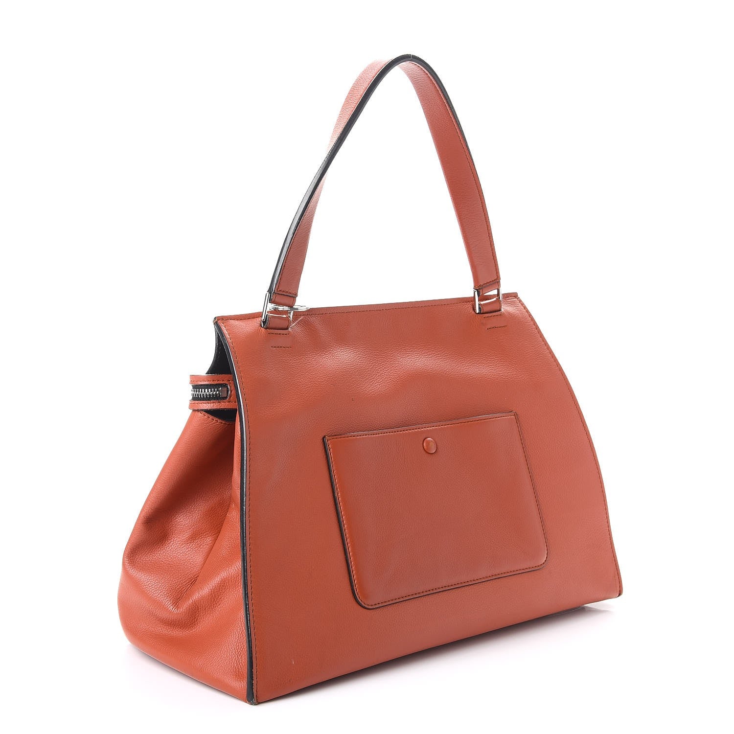 Celine Grained Calfskin Large Edge Shoulder Bag Orange 3 of 15