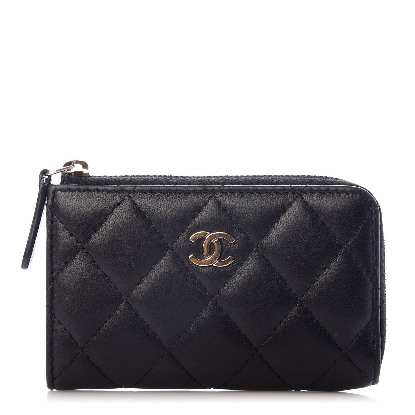 Lambskin Quilted Key Holder Case Black