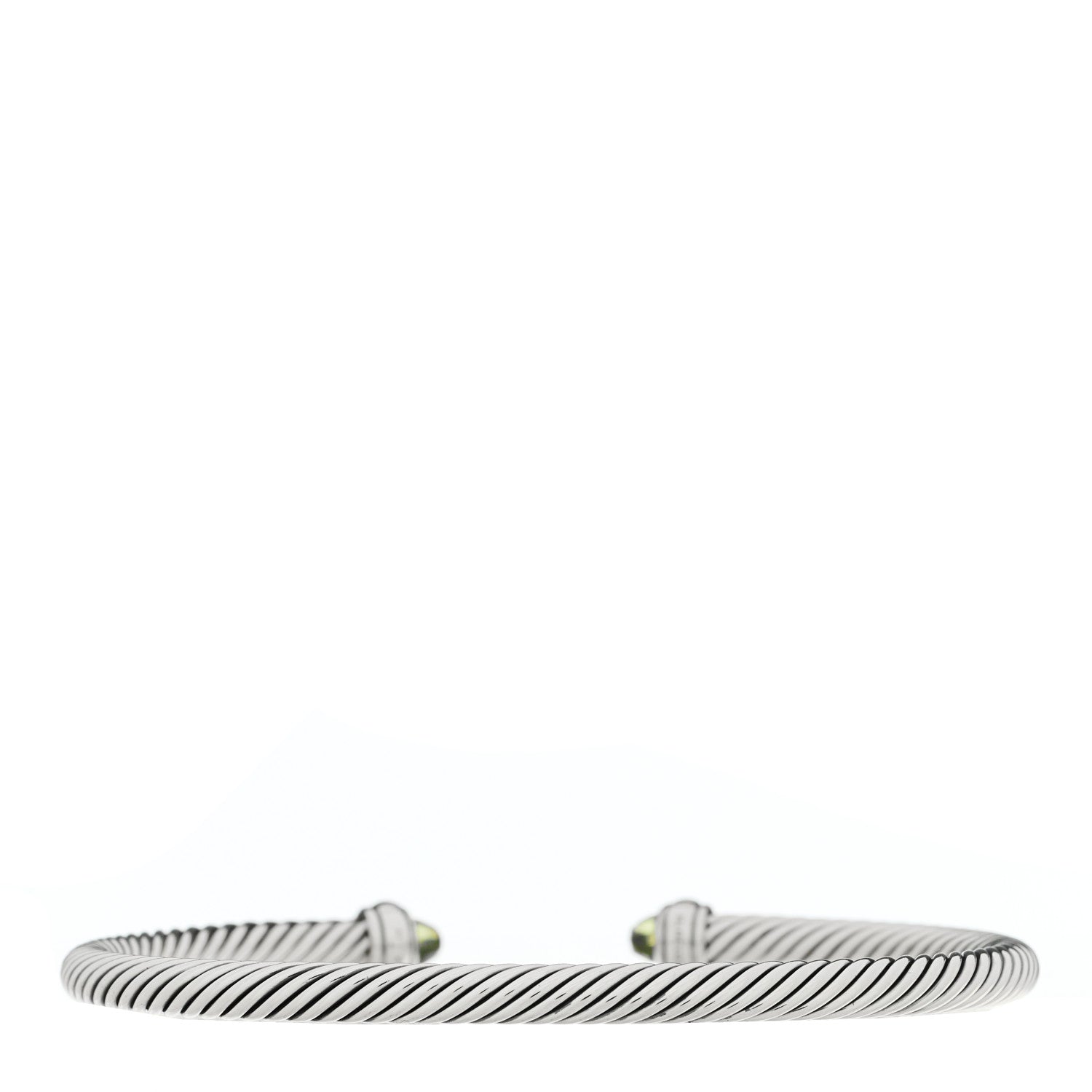 David Yurman Sterling Silver 18K Yellow Gold Peridot 4mm Cable Classics Bracelet 2 of 3