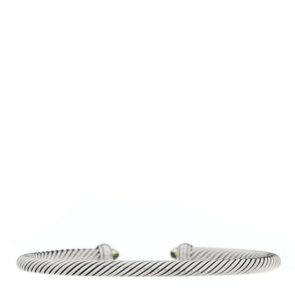 David Yurman Sterling Silver 18K Yellow Gold Peridot 4mm Cable Classics Bracelet 2 of 3