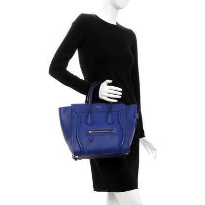 Celine Drummed Calfskin Micro Luggage Indigo 2 of 7