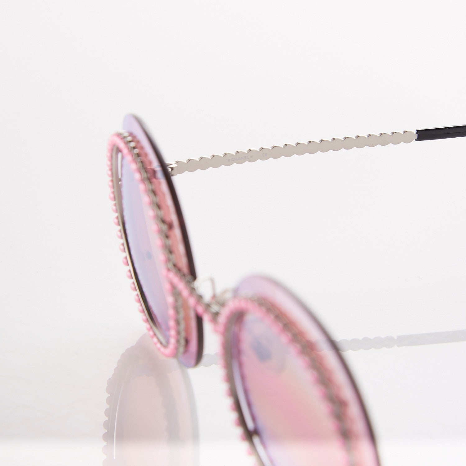 Chanel Metallic Pearl Round Sunglasses 71140 Pink 6 of 7