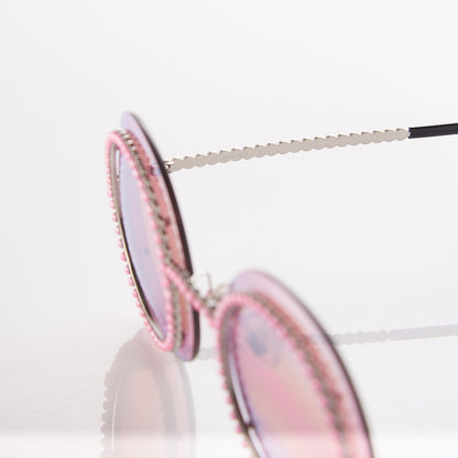 Chanel Metallic Pearl Round Sunglasses 71140 Pink 6 of 7