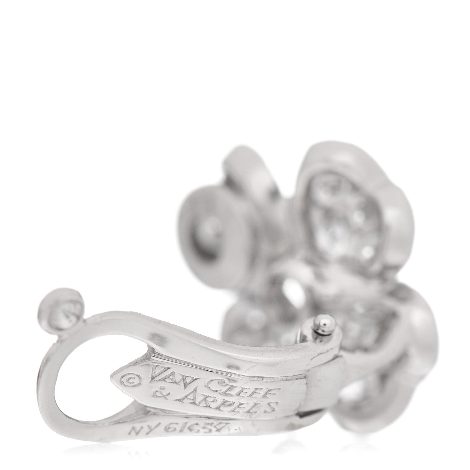 Van Cleef & Arpels Platinum Diamond Small Cosmos Clip-On Earrings 4 of 4