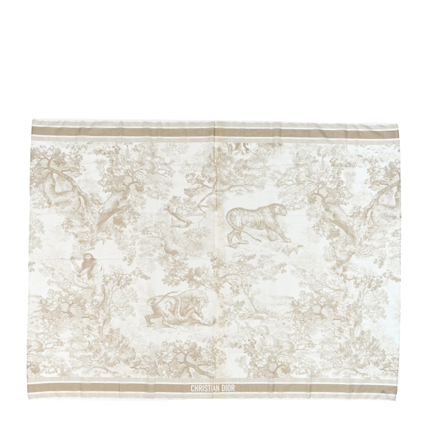 Cotton Tolie De Jouy Pareo Print Sauvage Fond White