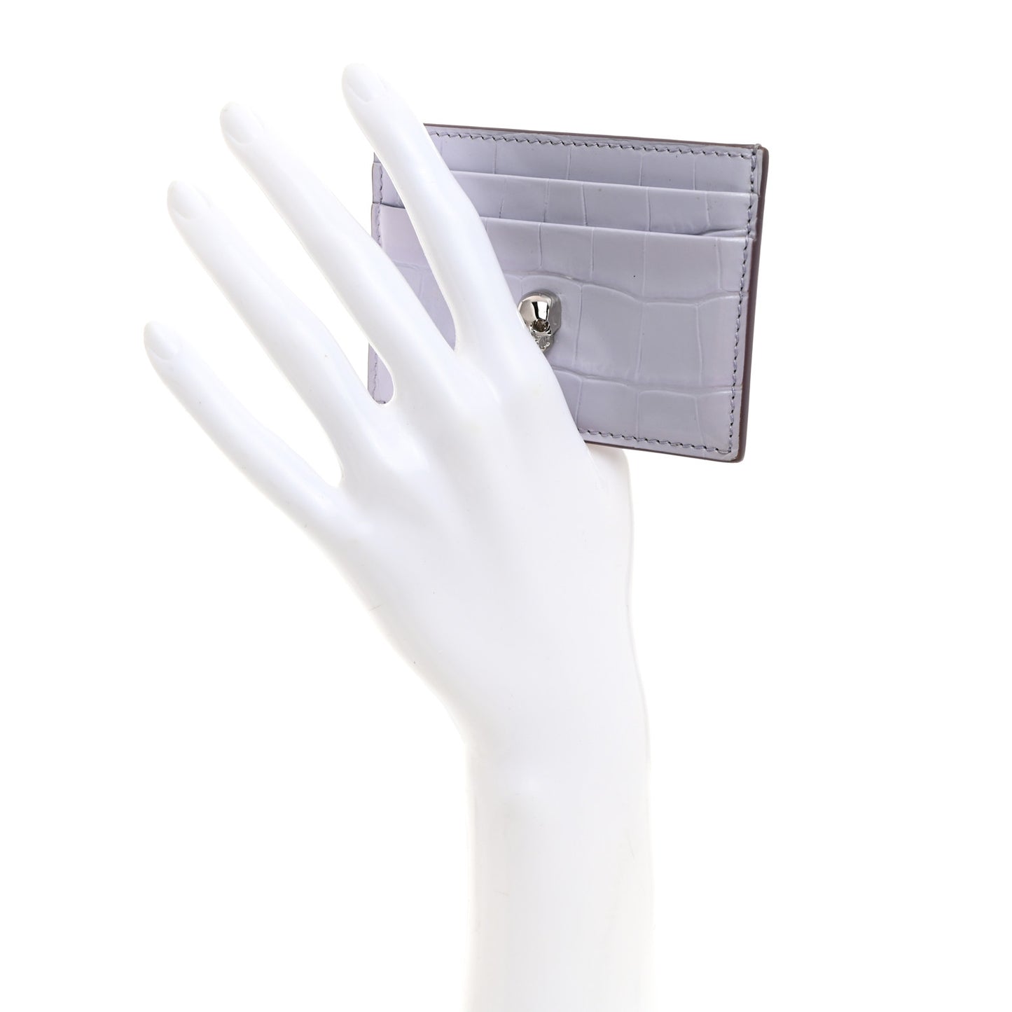 Patent Crocodile Embossed Skull Card Holder lilac