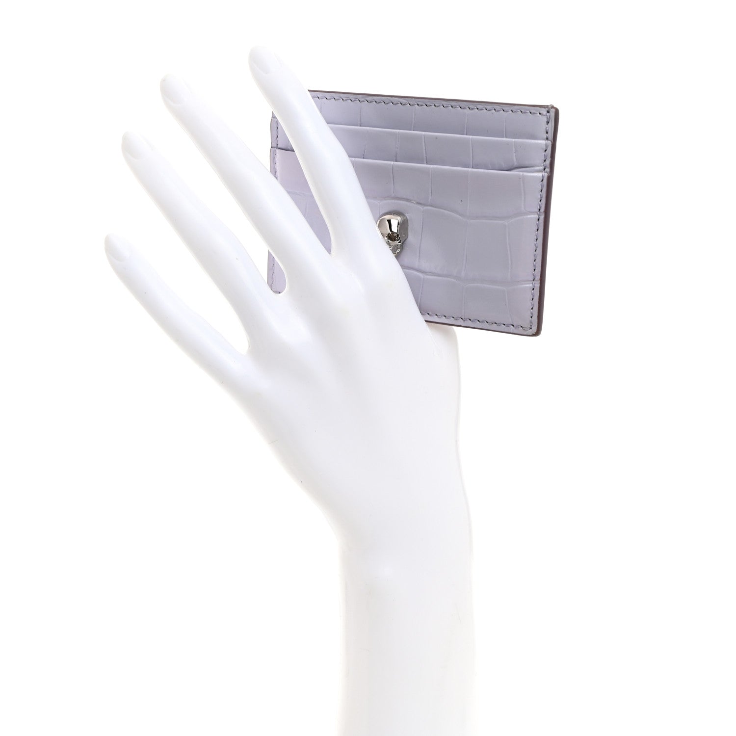Alexander McQueen Patent Crocodile Embossed Skull Card Holder lilac 2 of 7