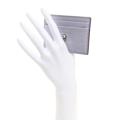 Alexander McQueen Patent Crocodile Embossed Skull Card Holder lilac 2 of 7