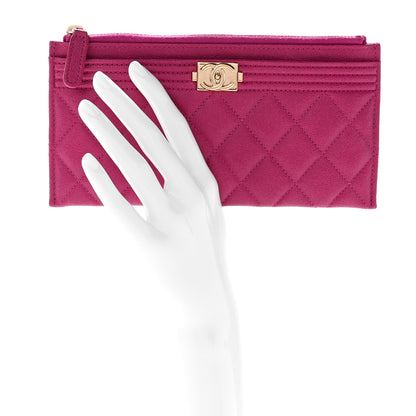 Chanel Caviar Quilted Classic Zip Boy Pouch Fuchsia 2 of 7