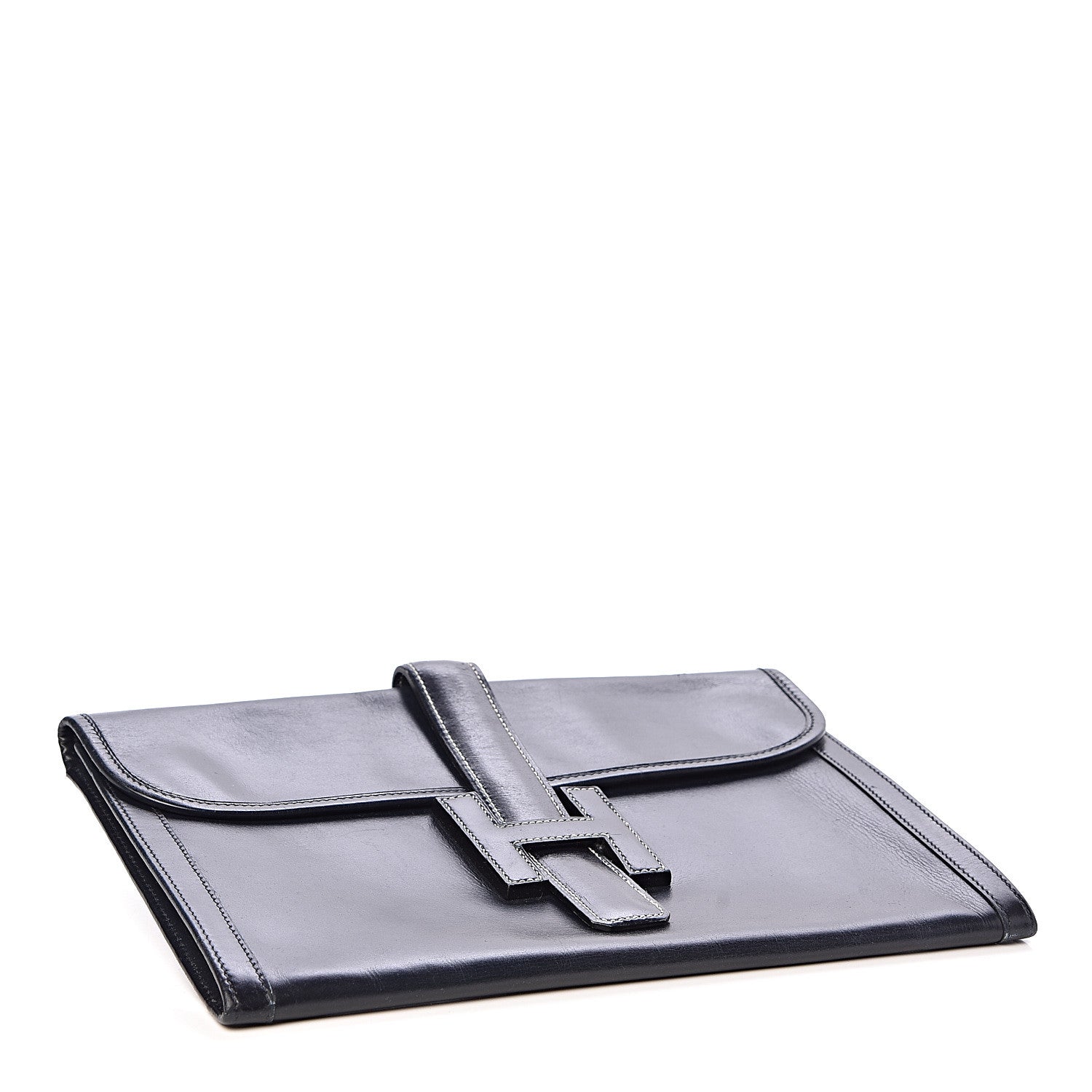 Hermes Box Calf Jige PM Clutch Bleu Marine 4 of 9