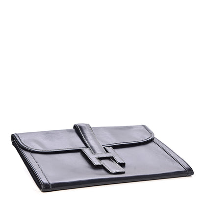 Hermes Box Calf Jige PM Clutch Bleu Marine 4 of 9