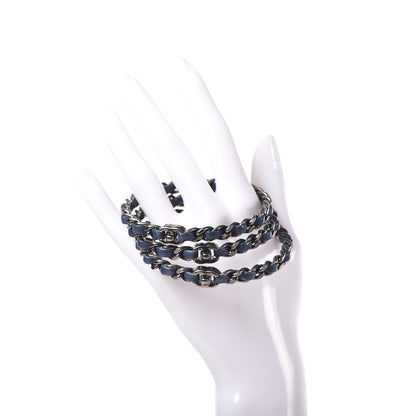 Chanel Lambskin Chain Turnlock CC Bangle Set of 3 Navy 2 of 4
