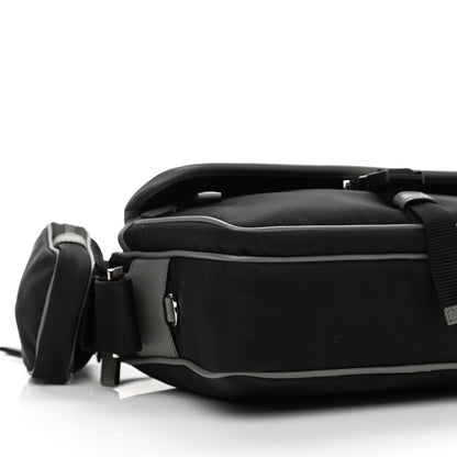 Prada Tessuto Nylon Saffiano Messenger Bag Black Royal Marmo 9 of 10