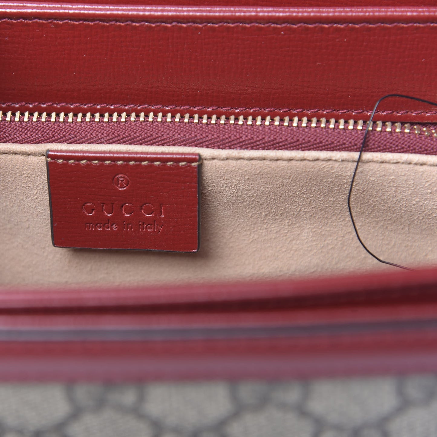 GG Supreme Monogram Azalea Calfskin Horsebit 1955 Shoulder Bag Beige Ebony New Cherry Red