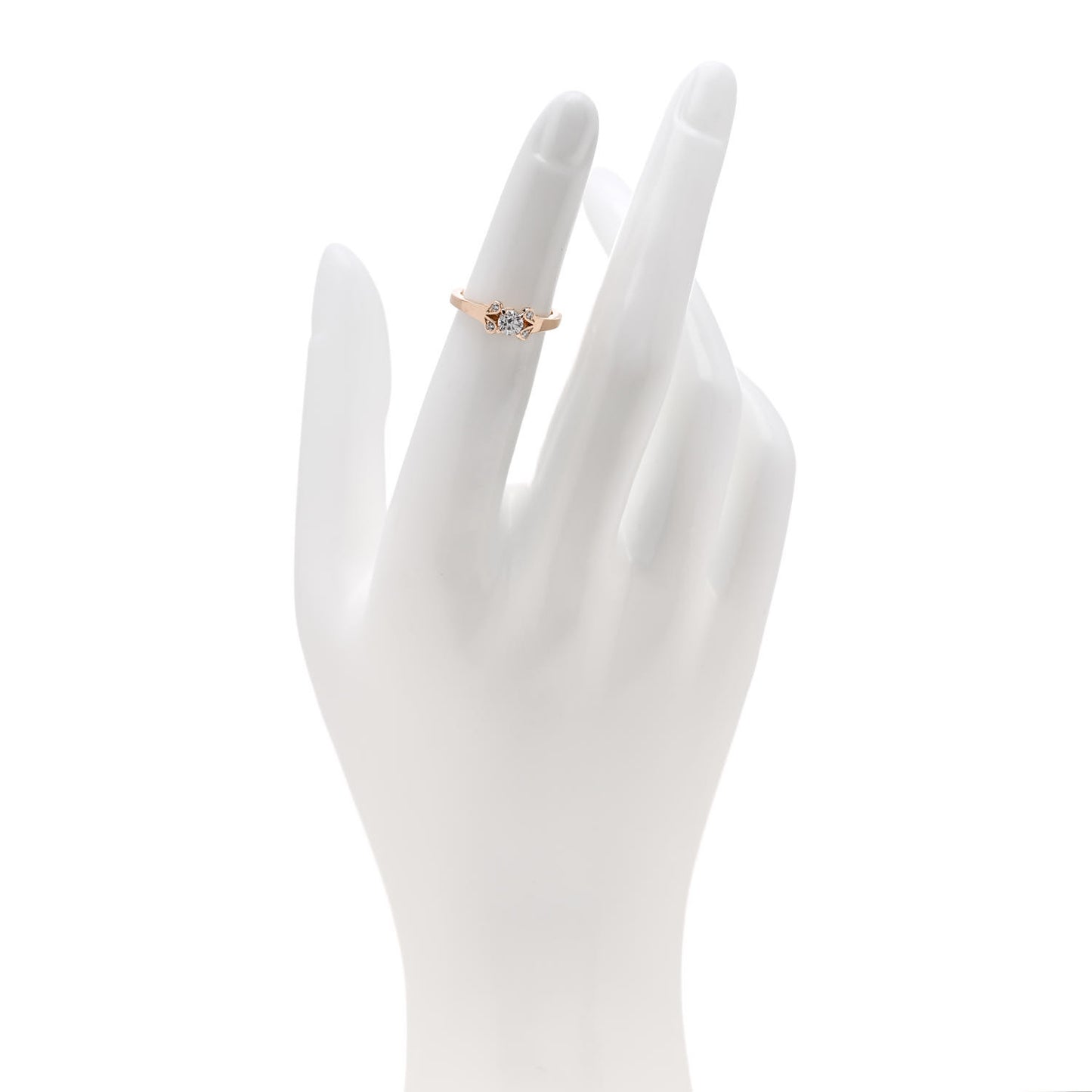 18K Pink Gold Diamond .23ct Ballerine Solitaire Engagement Ring 46 3.75