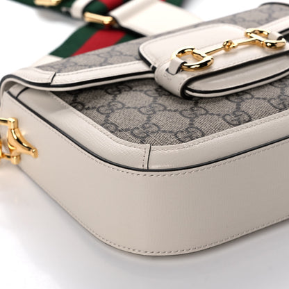 Gucci GG Supreme Monogram Web Mini Horsebit 1955 Shoulder Bag Beige Mystic White 11 of 12