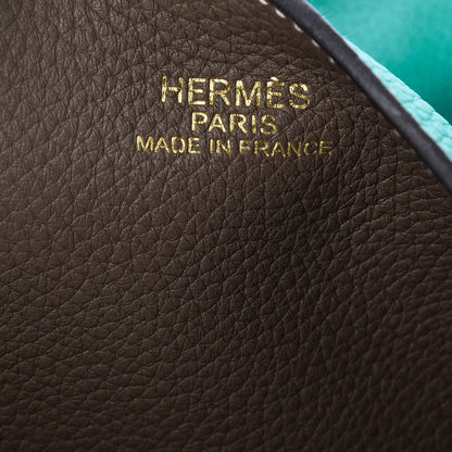 Hermes Taurillon Clemence Double Sens 45 Reversible Tote Etoupe Vert Vertigo 10 of 12