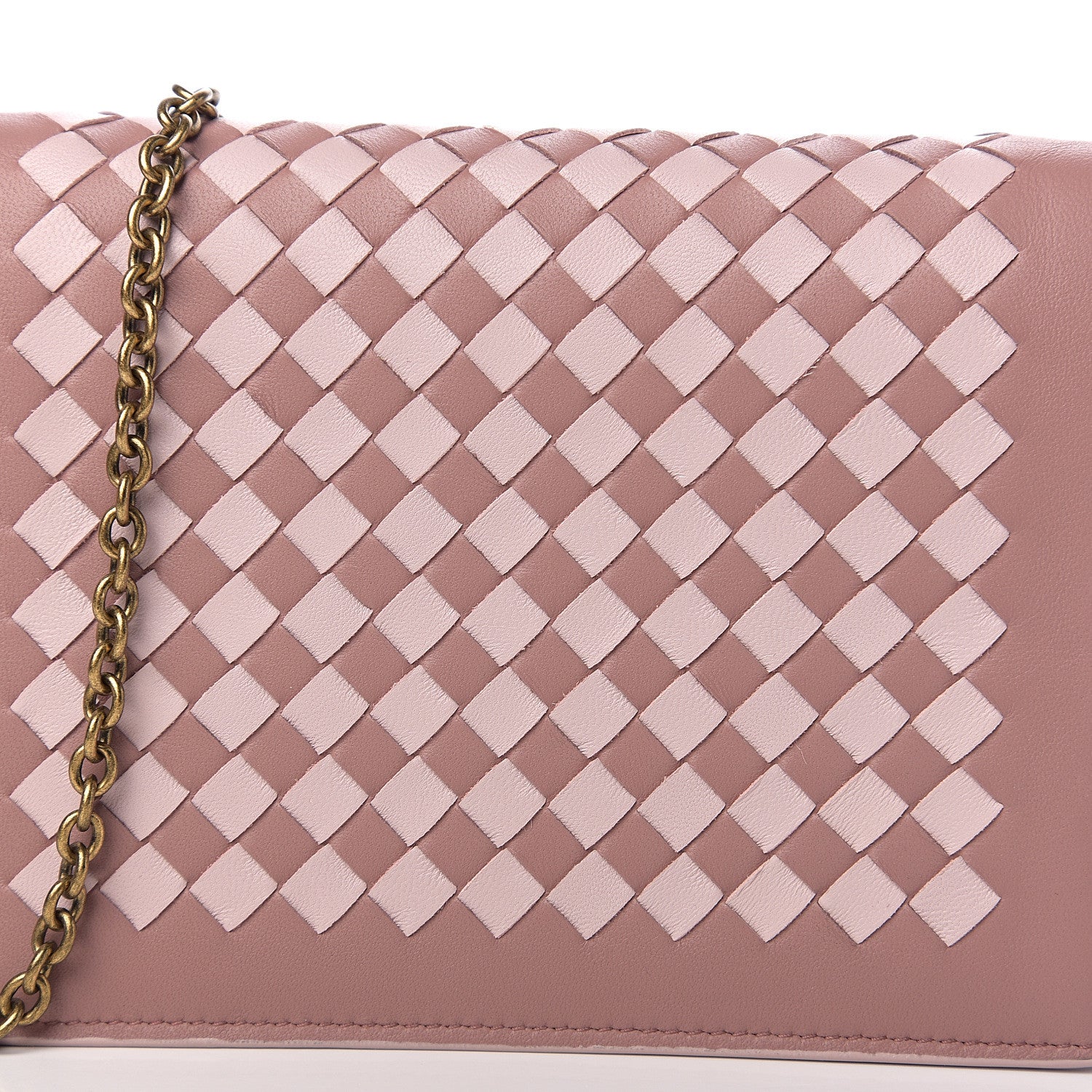 Bottega Veneta Nappa Intrecciato Checker Chain Wallet Deco Rose Quartz 8 of 8