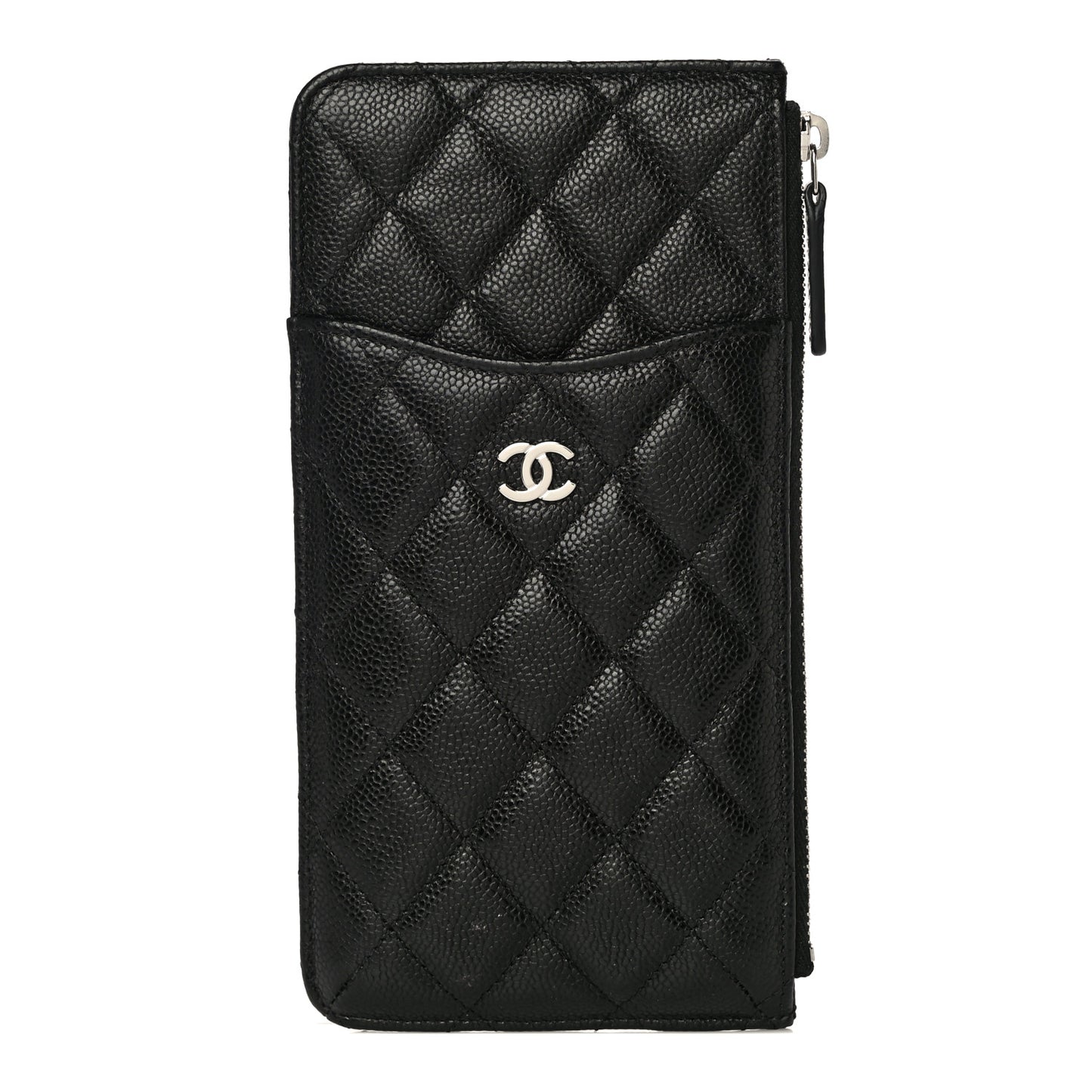 Caviar Quilted Classic Flat Wallet Pouch Black