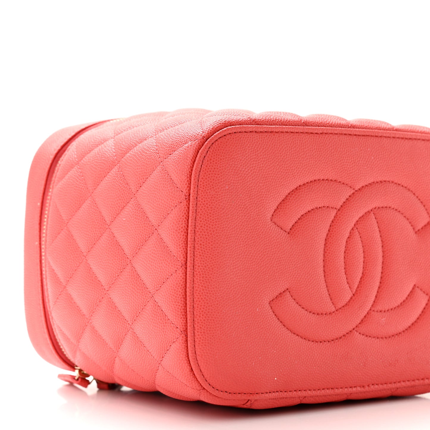 Caviar Quilted Large Vanity Pouch Red