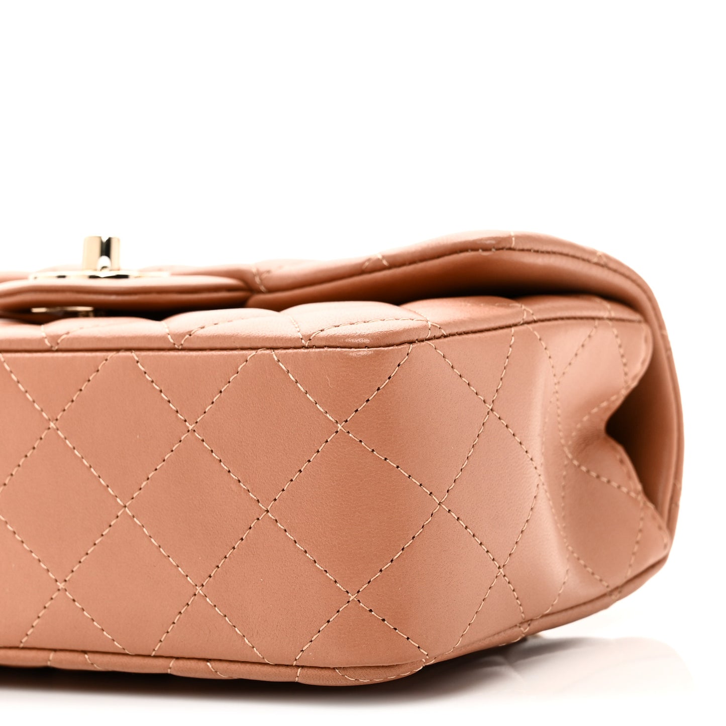Lambskin Quilted Mini Rectangular Flap Brown