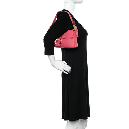Fendi Calfskin Romano Selleria Baguette Pink 2 of 14