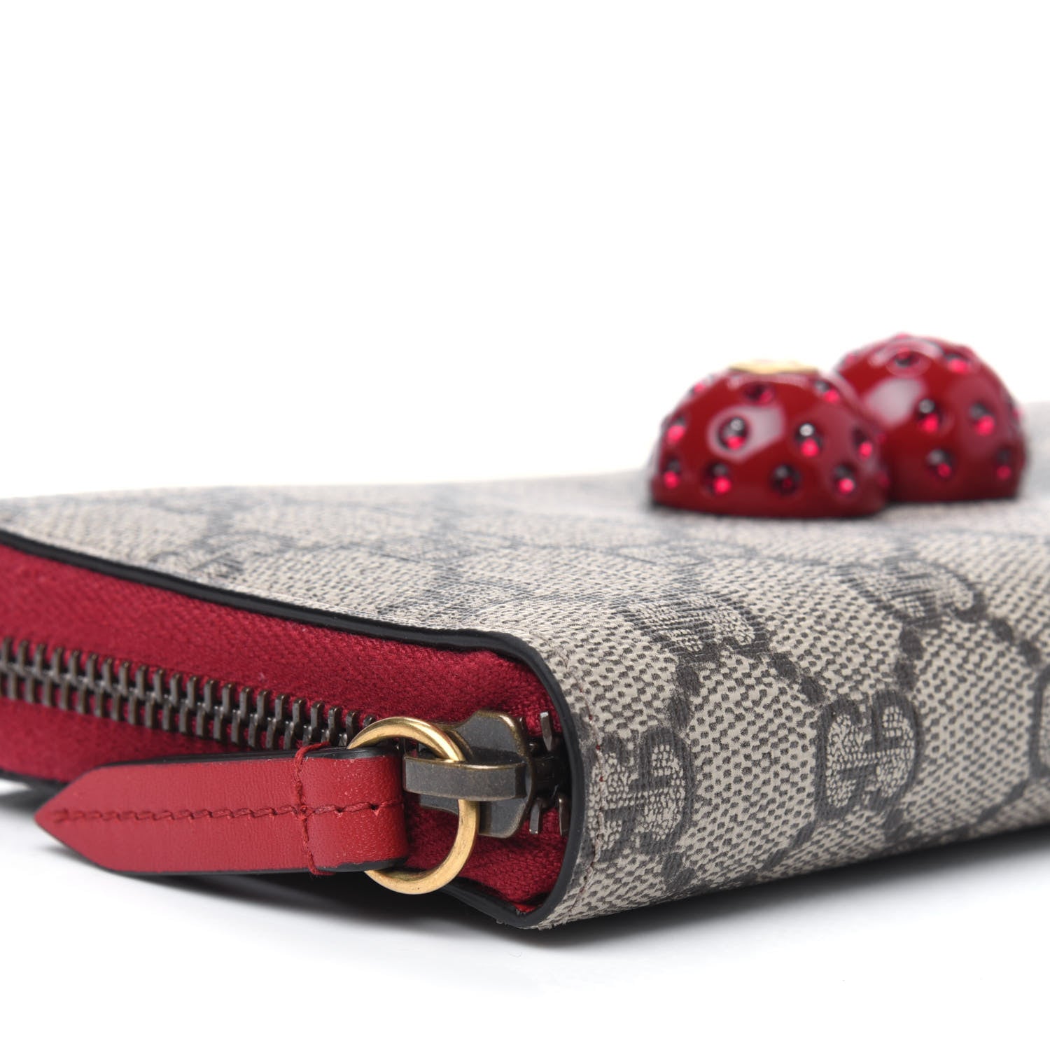 Gucci GG Supreme Monogram Cherries Zip Around Wallet Hibiscus Red 10 of 13
