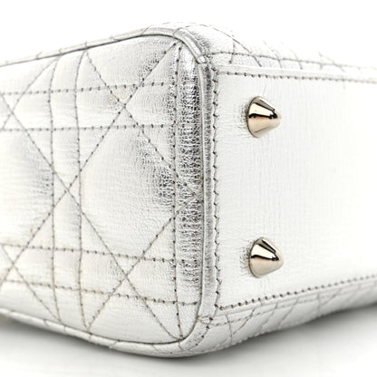 Christian Dior Metallic Grained Calfskin Cannage Small Lucky Badges My Lady Dior Silver 9 of 15