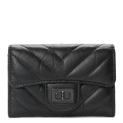 Chanel Aged Calfskin Chevron Quilted Reissue Flap Card Holder So Black 1 of 8