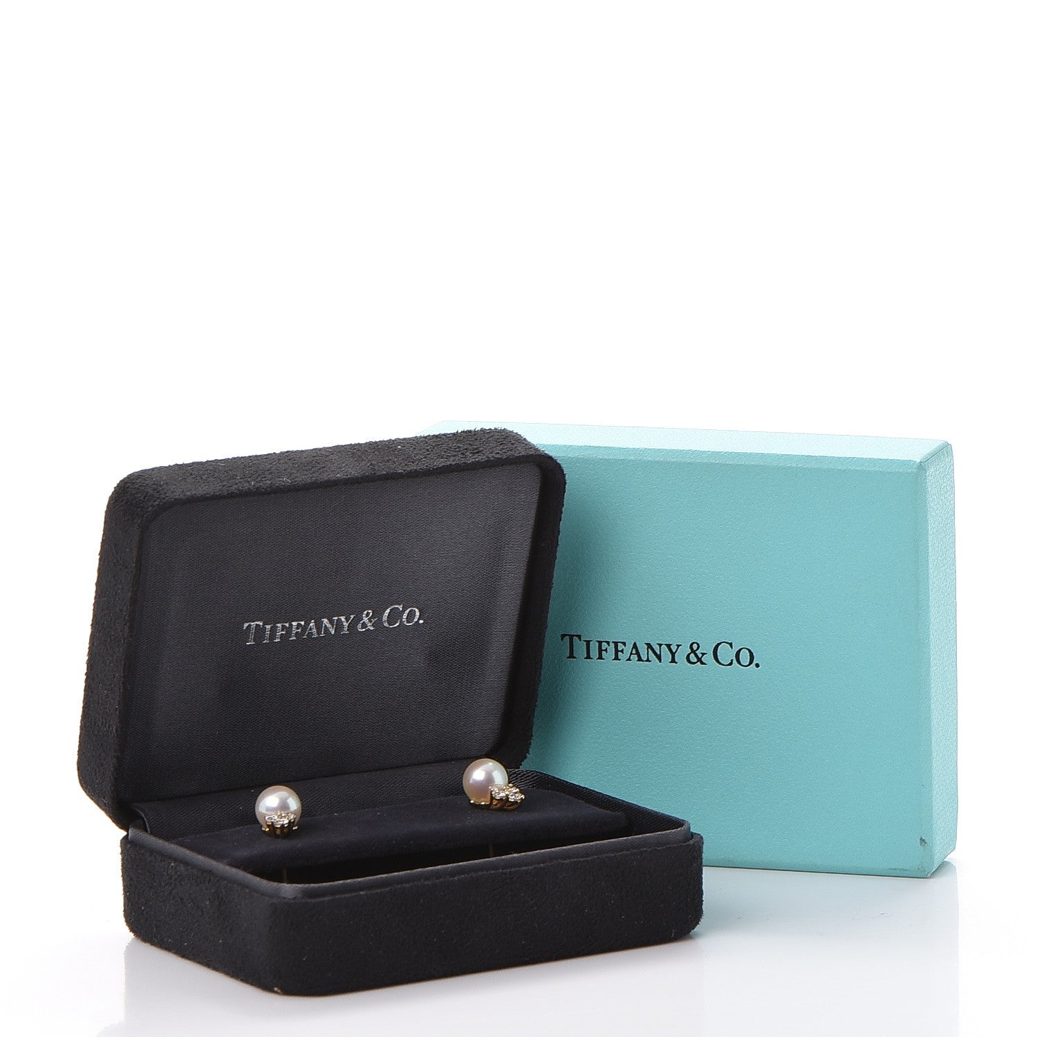 Tiffany 18K Yellow Gold Diamond Akoya 7mm Aria Pearl Earrings 6 of 6